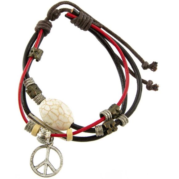 Canyon Sky Turquoise and Howlite Leather Strand Adjustable 2 PC Bracelet Set - Picture 4 of 7